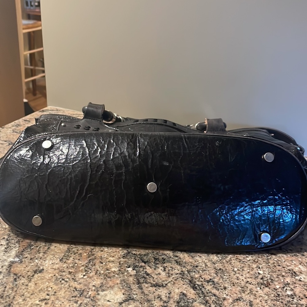 Donald J Pliner Patent Black Leather Handbag - Picture 8 of 15